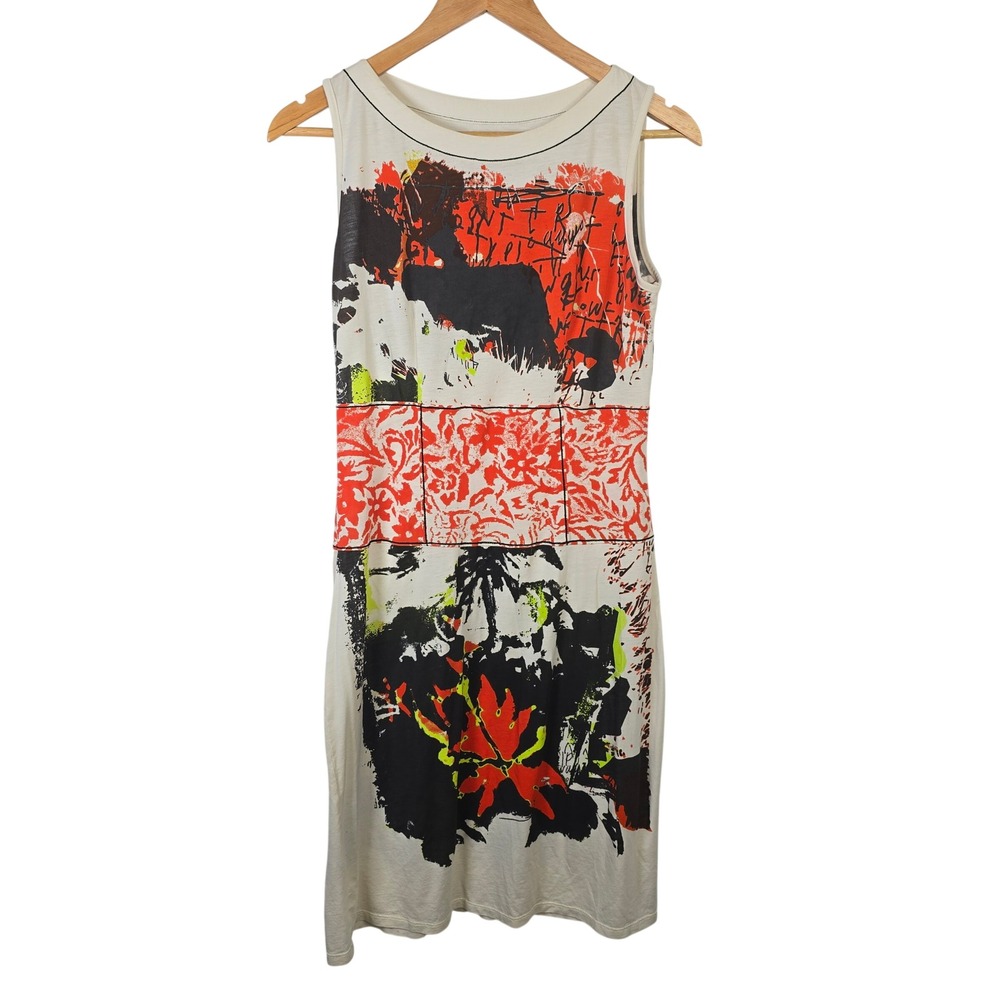 Aldo Martins Cap Juluca A New Story Abstract Graffiti Floral Sheath Dress Cream